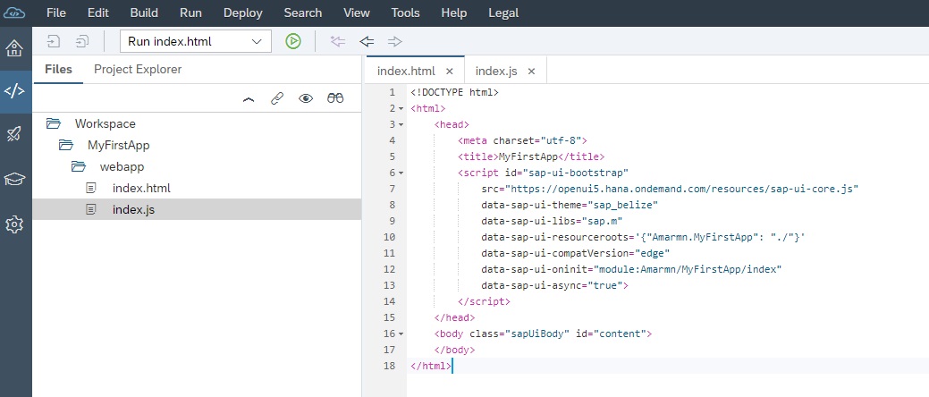 Beispiel: SAPUI5 HTML-Coding